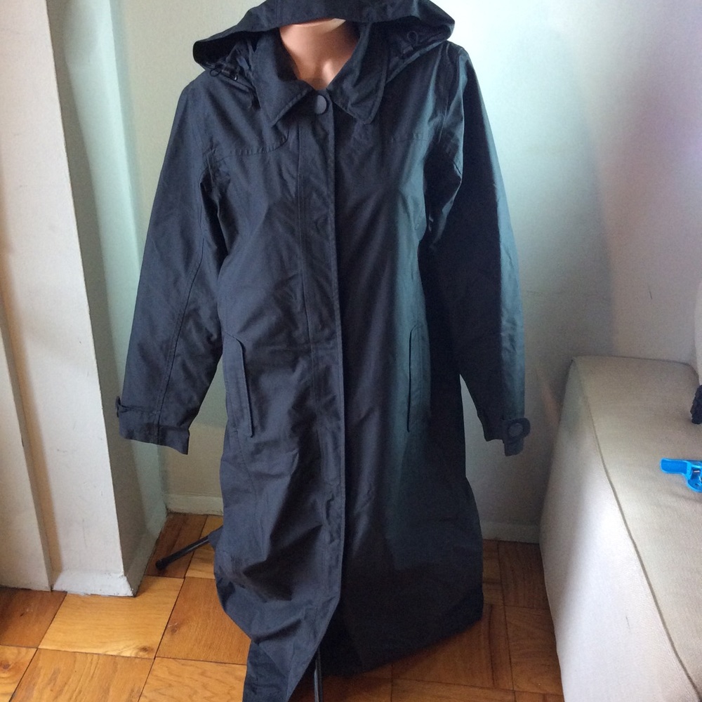 L.L. Bean Long Black Rain Coat Size M